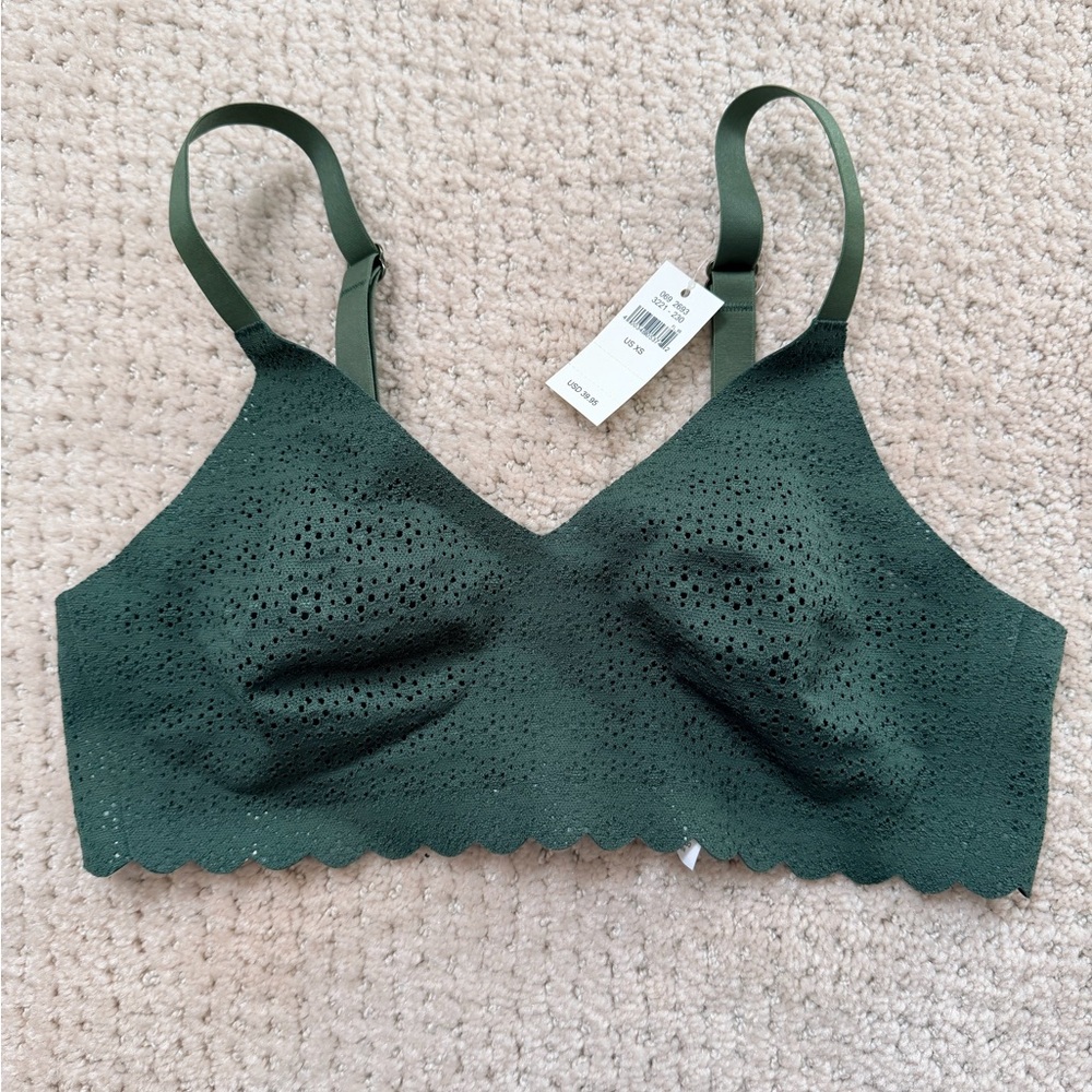 Aerie Forest Green Eyelet Bralette